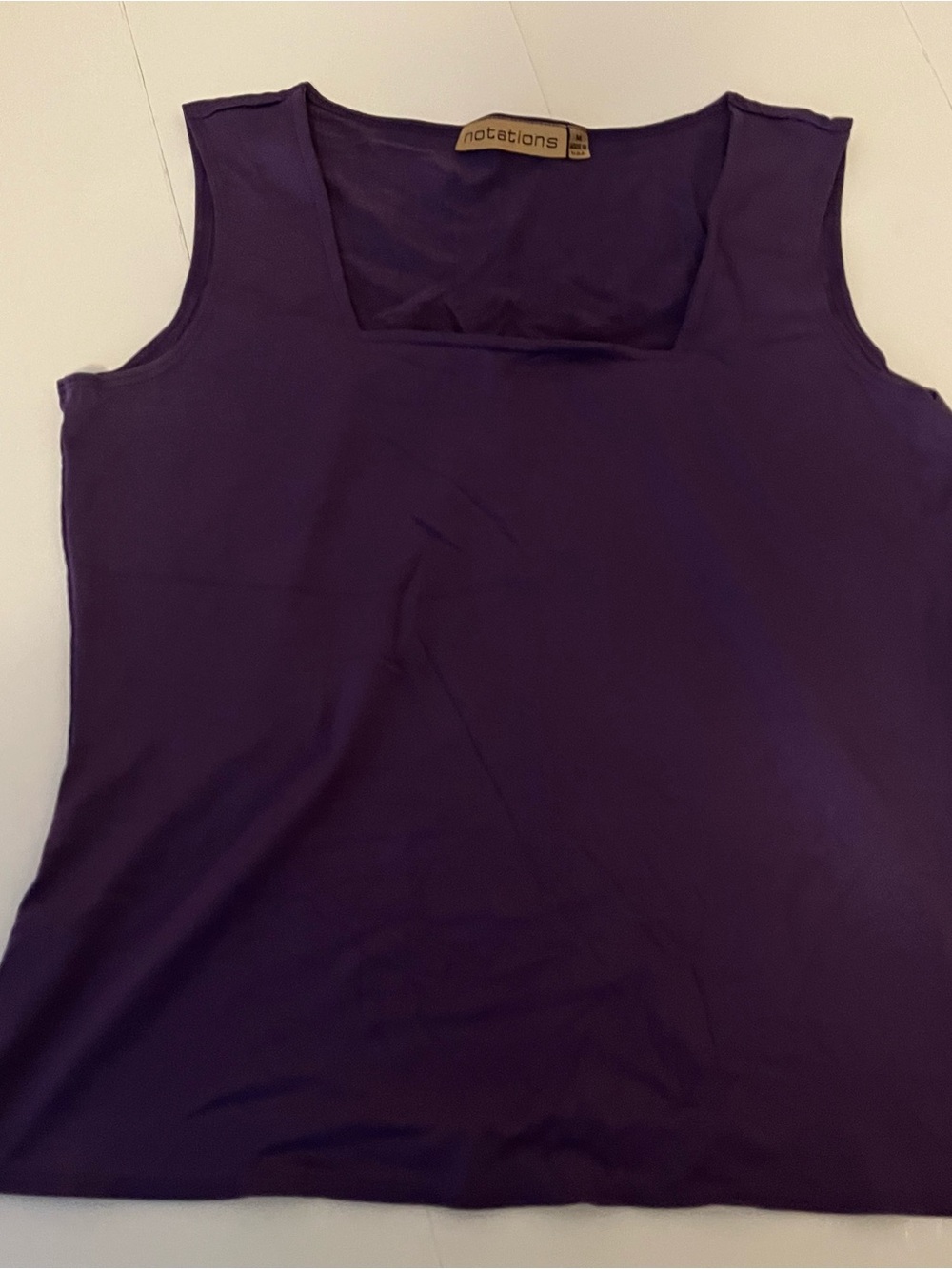 Notations Women's Square Neck Sleeveless Tank - Purple